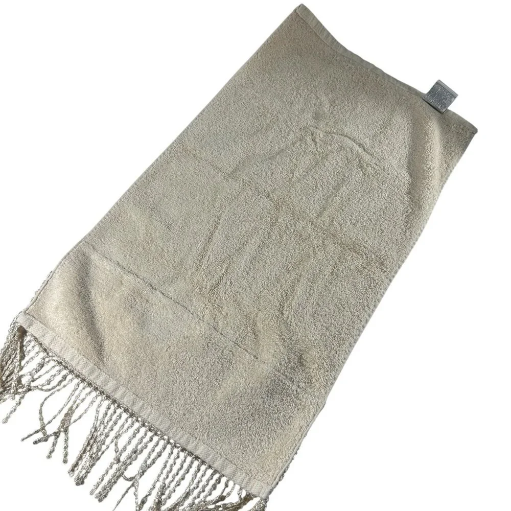 Croscill Home Decorative Hand Towel Ivory Lace Satin Trim Tassel Fringe Cotton